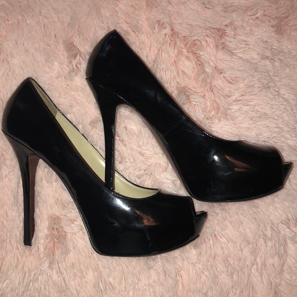 Enzo Angiolini Eatanen Black Patent Leather Heels